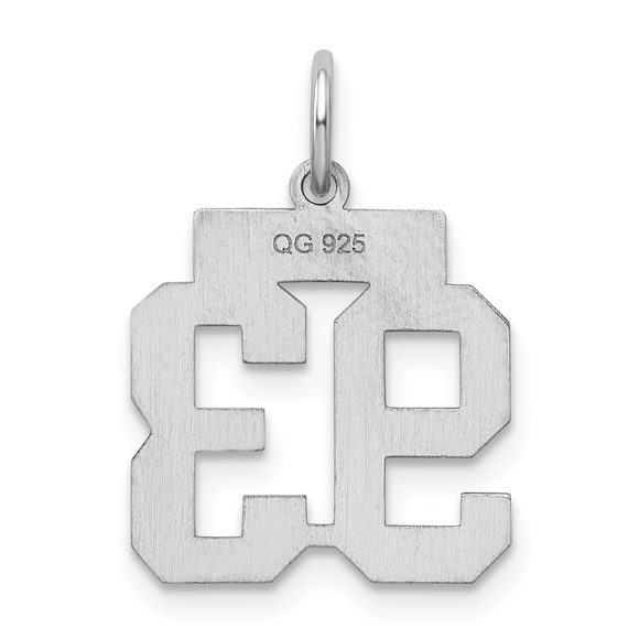 Sterling Silver/Rhodium-plated Satin Number 93 Charm - Picture 4 of 4